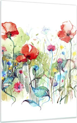 Produktbild von Bilder auf glas - Einteilig - Blumen Wiese Blatt Natur - 50x70cm - Glasbilder - Wandbilder - Bilder - zum Aufhängen bereit - Wanddekoration aus Glas - Glas Bilder - Wandbild auf Glas - GPA50x70-3076