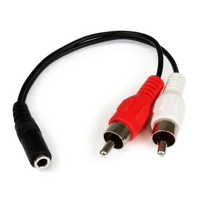 Produktbild von StarTech.com 15cm Audio Kabel 3,5mm Klinke auf 2x Cinch (Buchse/Stecker)
