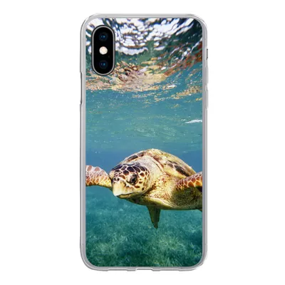 Produktbild von MuchoWow® Handyhülle Schutzhülle Hülle für iPhone X Schildkröte - Wasser - Blau Silikon Softcase Handy Hülle - Handyhülle