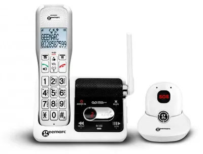 Image de Geemarc, Téléphone senior avec sonnerie amplifiée et pendentif SOS, Blanc