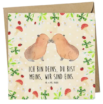 Produktbild von Mr. & Mrs. Panda Grußkarte Capybara Liebe - Naturpapier - Geschenk, anlasskarte, Herzlich, Liebesspruch, Lustige Sprüche, Klappkarte, Glückwunschkarte, faltkarte