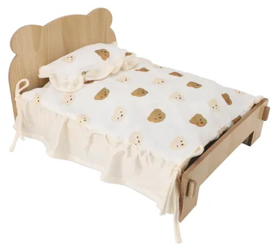 Image de Lit pour animaux de compagnie en bois avec matelas, pour chats et chiens