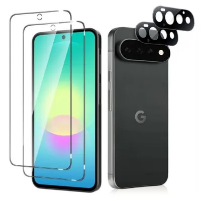 Produktbild von CLM-Tech 4er Set Panzerglas kompatibel mit Google Pixel 11 Pro - 2X Panzerfolie + 2X Kameraschutz Kameraglas Displayschutz 9H Glas - Folie kristallklar