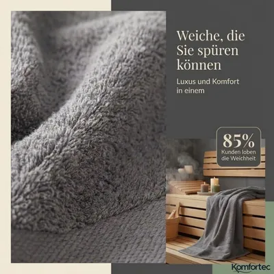 Produktbild von Komfortec 8er Handtücher 50x100 cm Set aus 100% Baumwolle, 470g/m², Frottee, Weich, Anthrazit/Beige