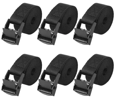 Image de Sangle d'arrimage courte - Lot de 6 sangles 1 m - Avec boucle à cliquet - Porte-vélo - 6 pièces