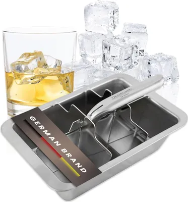 Produktbild von Ijsblokjesvorm XXL aus 18-8 Edelstahl mit Hebel-Einsatzstück - einfach herausnehmbar - geeignet für Lebensmittel und Whisky Longdrink-Alternativen