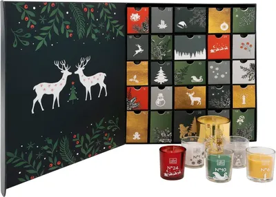 Produktbild von Adventskalender mit 25 Duftkerzen im Glas, verschiedene Größen, für Weihnachten
