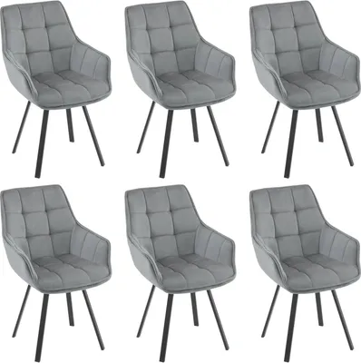 Produktbild von EUGAD 6 x Esszimmerstühle drehbar, bequem modern, mit Metallbeinen, Dunkelgrau