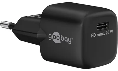 Produktbild von Goobay USB-Schnellladegerät Nano schwarz 20W,3A,USB-C Power Delivery,GaN