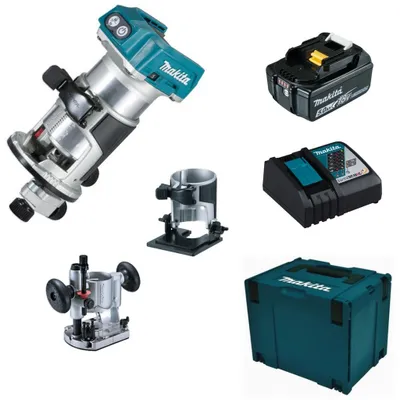 Produktbild von Makita Akku-Multifunktionsfräse DRT50ZJX2 18V + DC18RC + Akku 5,0 Ah BL 1850B