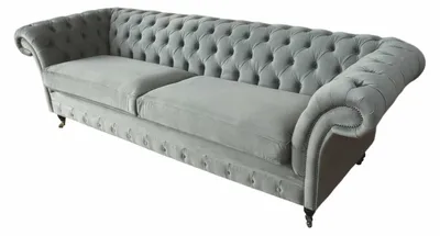 Produktbild von Sofa 4 Sitzer Couch Chesterfield Polster Sitz Textil Grau Wohnzimmer Neu