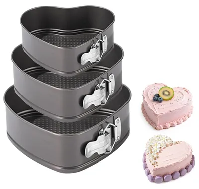 Immagine prodotto di Set di 3 stampi a forma di cuore, in acciaio inossidabile, di 20/22/24 cm