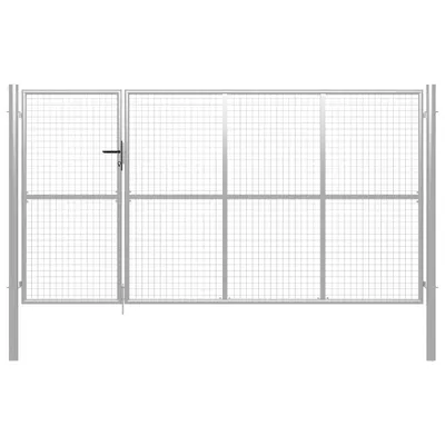 Image de vidaXL Portail de jardin en acier, 350 x 175 cm, argenté