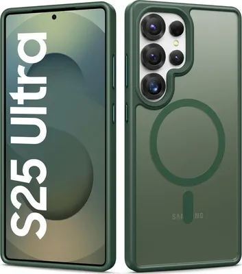 Immagine prodotto di Custodia magnetica per Samsung Galaxy S25 Ultra, compatibile con MagSafe, custodia traslucida opaca per telefono Verde