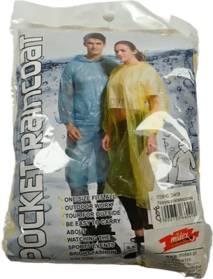 Produktbild von Regenponcho Kapuze Regenmantel Wasserdicht Camping Festival 135cm Uni Kompakt
