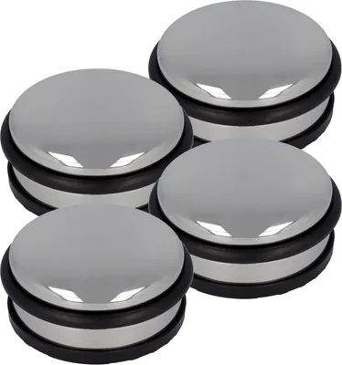 Produktbild von Westcott Türstopper aus Edelstahl 4 Stück | Runder Türstopper mit 1,2kg Eigengewicht | Türschonender Gummiring | Extra rutschfeste Unterseite | ⌀ 10cm, Höhe 4cm | Stabil bei Durchzug | E-19001 00