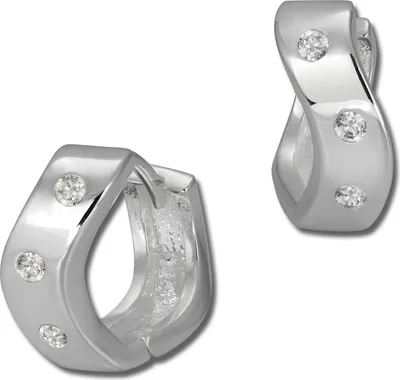 Produktbild von SilberDream Creolen Damen 925 Silber weiß Welle Zirkonia Ohrringe 15mm SDO395W