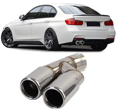 Für BMW 3er F30 F31 / 316 318 320 ab 2011-2019 Auspuff Endrohr Doppelrohr Chrom in der Farbe Chrom von Carparts-Online GmbH