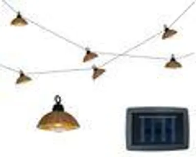 Produktbild von Solar LED Lichterkette in Rattan Optik 2,5m Kunststoff Warmweiß
