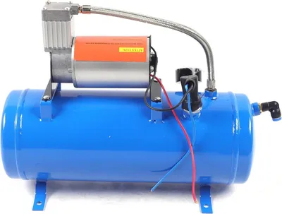 Immagine prodotto di Set di trombe ad aria compressa - Tromba da traino da 12 V con compressore - 150 PSI - Serbatoio da 6 litri - Per auto, camion e gonfiaggio pneumatici - Blu