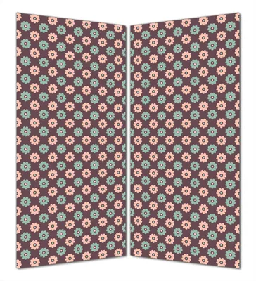 Produktbild von Wallario selbstklebende Duschrückwand 160 x 200 cm mit Motiv Muster mit grünen und rosa-farbenen Blüten - Wandverkleidung mit Hochglanzlaminat in Glasoptik