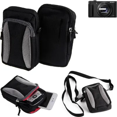 Produktbild von K-S-Trade Fototasche kompatibel mit Sony Cyber-shot DSC-HX99 Gürtel-Tasche Holster Umhänge Tasche Kameratasche, schwarz-grau Brust-Beutel