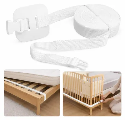 Produktbild von Babybett Verbindungsband 8 m, Bettverbinder für Babybett und Elternbett, verstellbarer Bettgurt aus Polyester, weiß, Kinderbett Fixiergurt