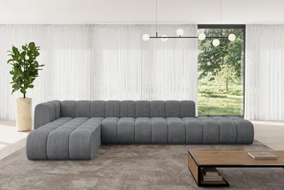 Produktbild von ALTDECOR Modulares Sofa Ecksofa in L-Form - Zuvon-L2 - 387x177x70 cm Dunkelgrau - Corner modular Sofa Eckcouch Couch Wohnlandschaft Cauchsofa Bodensofa Polstersofa