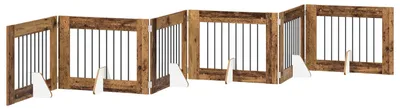 Immagine prodotto di vidaXL Cancello pieghevole per cani con montanti (6 pezzi), legno di recupero, 482 cm