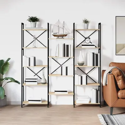 Produktbild von Bücherregal Sonoma-Eiche 156 x 25 x 167 cm Holzwerkstoff Lagerregal für Garage, Abstellraum, Kellerregal