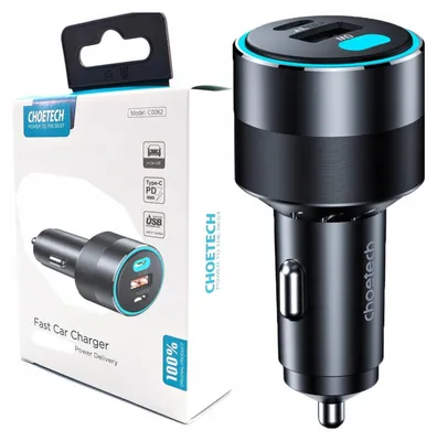 Obrázok produktu pre Choetech rýchla nabíjačka do auta 130W 2Xusb-C + Usb-A čierna