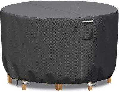 Image de Housse de protection Benzoa® pour meubles de jardin – imperméable, résistante aux UV et anti-déchirure, pour tables rondes de Ø 102 x 71 cm (pour 4 à 6 personnes), en Oxford 600D avec doublure en PVC