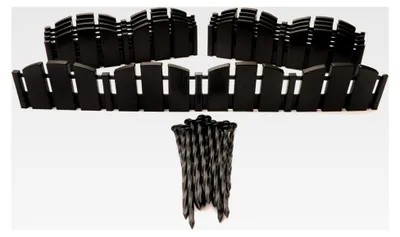 Produktbild von Dekorative Rasenkante ohne Graben, mit Verankerungsspikes, 11,4 cm, im Adirondack-Holzdesign, Gartenumrandung, 4,6 m Set, Schwarz