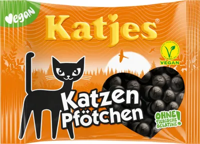 Produktbild von Katjes Katzen Pfötchen würziges Softlakritz für Veganer geeignet 200g