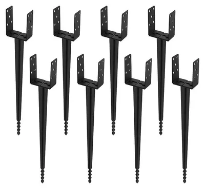 Produktbild von Vigevee 8x U-Pfostenträger zum Einschlagen 700 mm, 100-165mm Verstellbar Einschlaghülse Bodenhülse Pfostenanker, 2 mm Stahl pulverbeschichtet, für Gartenzaun Pergola Carport