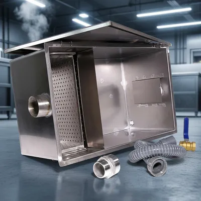 Image de Séparateur de graisse 40L en acier inoxydable Séparateur d'huile Eaux usées Séparateur de graisse