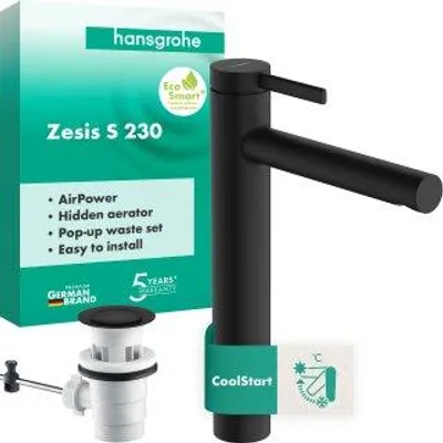 Productafbeelding van Hansgrohe Zesis S wastafelmengkraan, éénhendelbediening, 230 CoolStart, geschikt voor wastafels met een afvoer met trekstang