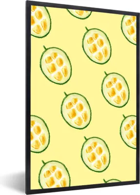 Produktbild von MuchoWow® Gerahmtes Poster Zitrusfrüchte - Obst - Muster 60x90 cm - Poster mit Schwarzem Bilderrahmen Wandposter Rahmen Foto Bilder - Kunst