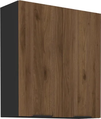 Produktbild von Kondela Oberer Küchenschrank Menzo 80 G-90 2F - Schwarz / Walnuss