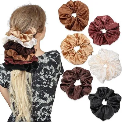 Produktbild von Famanu Haargummis 6 Stück, Satin, für eleganten Look - verschiedene Farben