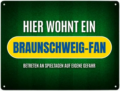 Produktbild von Hier wohnt ein Braunschweig-Fan Metallschild XXL mit Rasen Motiv