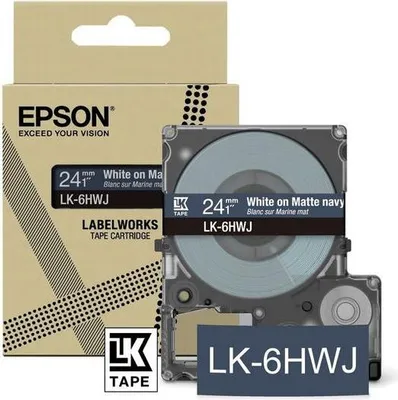 Productafbeelding van Epson LabelWorks LK-6HWJ - Wit op mat marineblauw - rol (2,4 cm x 8 m) 1 cassette(s) - Hangende doos - Band - voor LabelWorks LW-C610