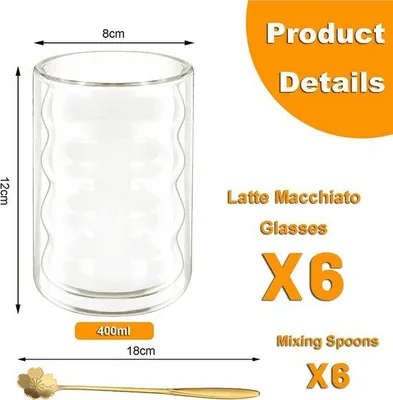 Productafbeelding van Koffieglazen, dubbelwandig - Set van 6 - 400 ml