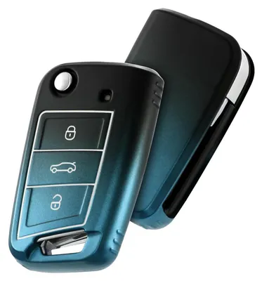 Produktbild von Autoschlüssel Hülle Gradient TPU für VW Golf 7 Polo Tiguan Skoda 3-Tasten Schlüssel Gradient Blau