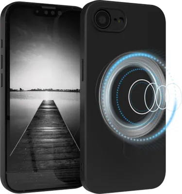Produktbild von EAZY CASE - Silikonhülle magnetisch für Apple iPhone 16e, Hülle Silikon, weich stoßfeste Magnet Handyhülle, Schutzhülle mit Kameraschutz, TPU Bumper in Schwarz