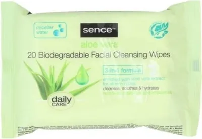Image de Sence Visage – Lingettes nettoyantes à l'aloe vera, 20 pièces