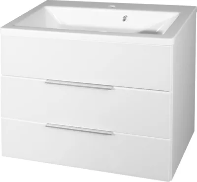Produktbild von Fackelmann KARA Badmöbel Set 2-teilig 80cm, Weiß, Gussmarmor, 2 Schubladen