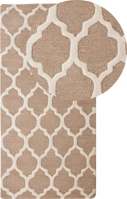 Produktbild von BELIANI Teppich Beige 80 x 150 cm aus Baumwolle Marokkanisches Rautenmuster Handgetuftet Rechteckig Modern