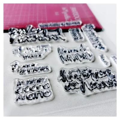 Produktbild von Silikonstempel für Karten, 10 x 10 cm, spanische Wörter, transparent
