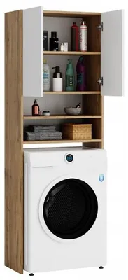 Produktbild von Regal Badezimmerschrank Über Waschmaschine Wotan - Weiß - 64 X 183,2 X 32 Cm - 4 Regale